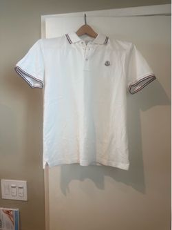 Moncler Men’s Logo Patch Polo Shirt (White, Medium)