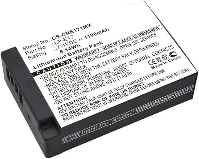 LP-E17 Camera Battery, 7.4V 1100mAh Li-ion, for Canon