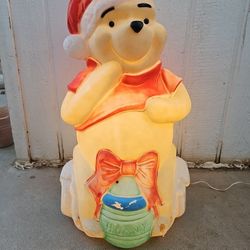 Vintage Winnie the Pooh Christmas Blow Mold Yard Display 