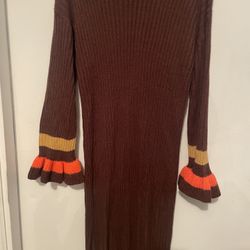  Ribbed Knit Sweater Dress w/ Bell Sleeves – Fall Colors 🍂