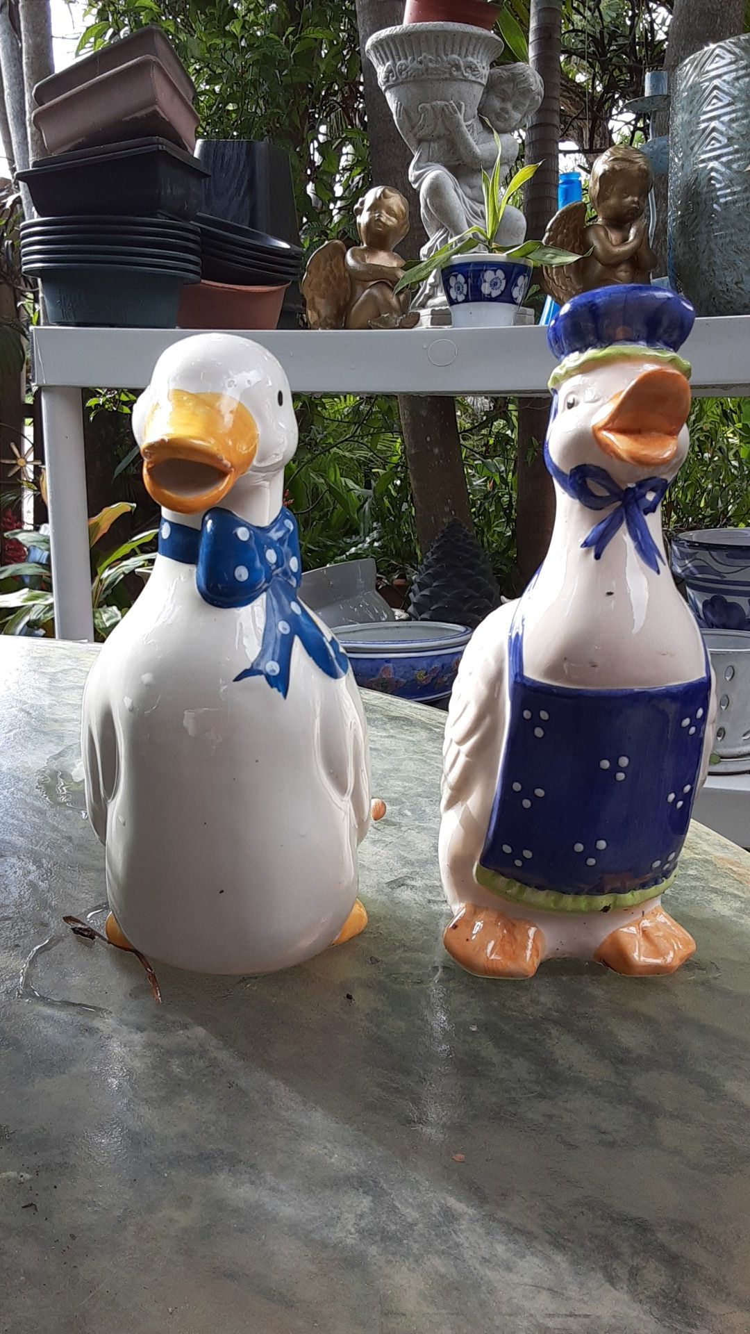 Ceramic duck pitcher and planter pair Houseplant pot