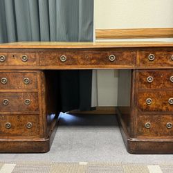 1840 English Walnut Pedestal Desk