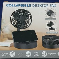 Portable Collapsable Desktop Fan Rechargeable NEW