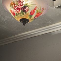 Vintage Stained Glass Lamp Semi Or Flush Mount Vintage Tiffany Sty like  Ceiling Light