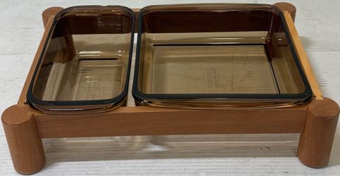 Pyrex 1.5Qt Loaf Pan #213, Square Baking Dish #222 w/ Serving Cradle