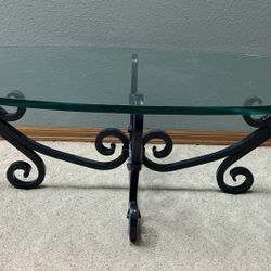 Coffee Table - Iron & Glass - Oval - Heavy - Simple 