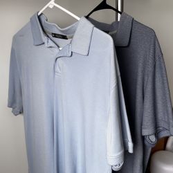 Special Offer: Two Blue Men’s Pique Polos – Size Large, Ready to Wear
