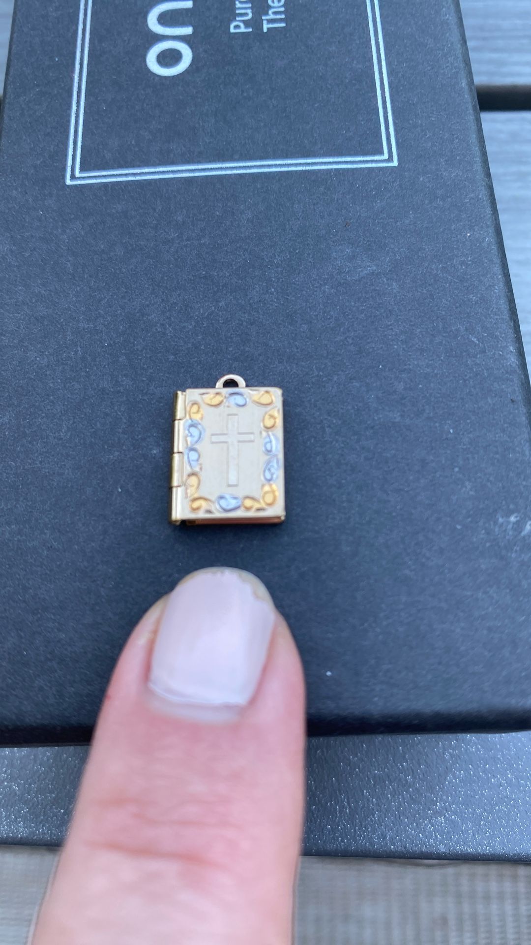 Tiny 14 K Gold Plate Cross Locket