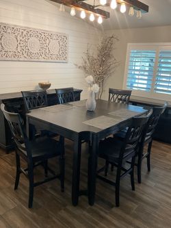 Gorgeous long modern black counter height dining set