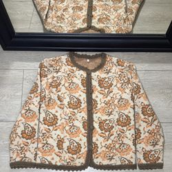 Vintage 1980s Kids / Juniors Cotton Floral All Over Print Button Up Cardigan 
