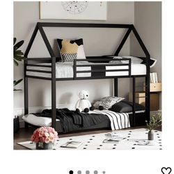 Full Over Full Black metal Bunk Bed 