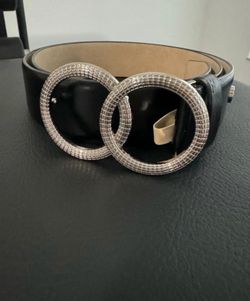 Steve Madden black nickle leather belt size Large L Approx 44.5” in length  In excellent condition