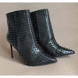Steve Madden Black Spiked High Heel Booties Women's Fashion Stylish
