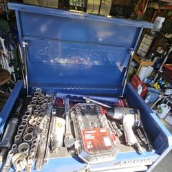 Kobalt Heavy Duty Rolling Toolbox Full With Mostly USA Tools Including Keys All You Need For Shop Or Home 