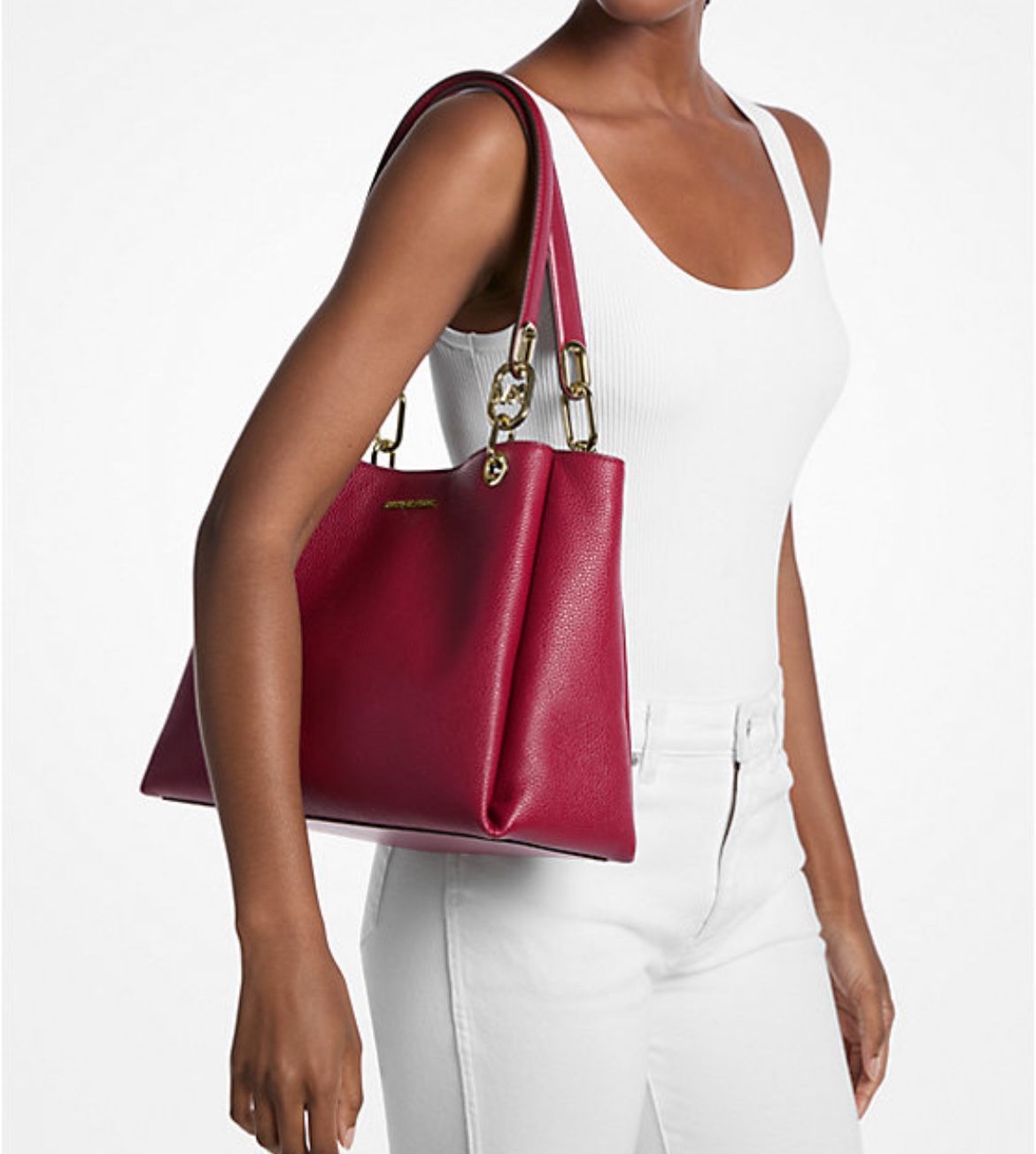 MICHAEL KORs Trisha Large Pebbled Leather Shoulder Bag