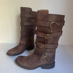 Aldo Brown Leather Tall Buckle Riding Boots Size 37