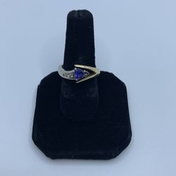 14k Gold/ White Gold Tanzanite & Diamond Ring