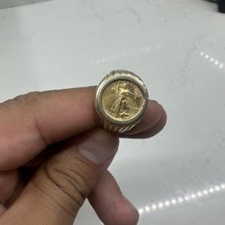 14k Ring with Liberty Gold Coin