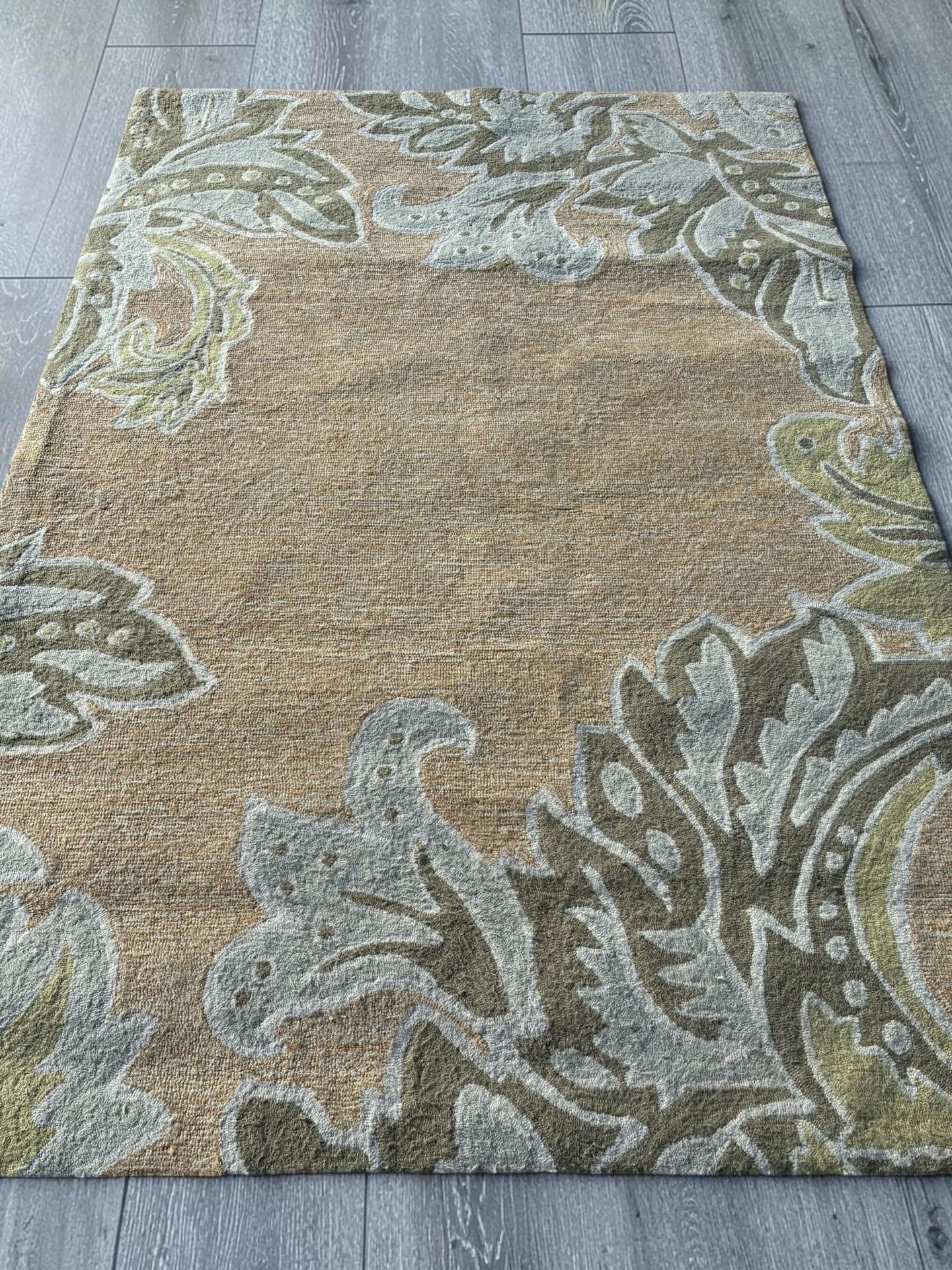 Floral 5x7 Beige Green Blue Floral Paisley Area Rug