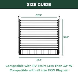 FXW RV Step Grid, Dog Barrier for RV Stairs Up to 32" Wide, Patented Fits All FXW Metal Playpen, Helps Close Stair Gaps, Custom Fit, Compact RV Storag