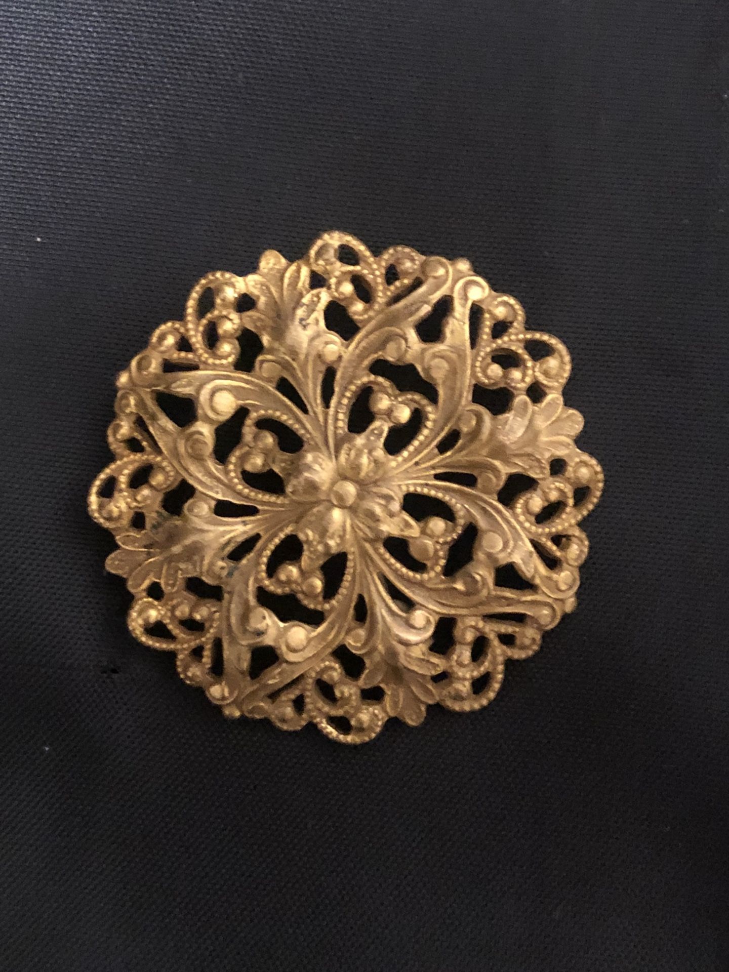 Vintage Art Nouveau Brass Filigree Pin