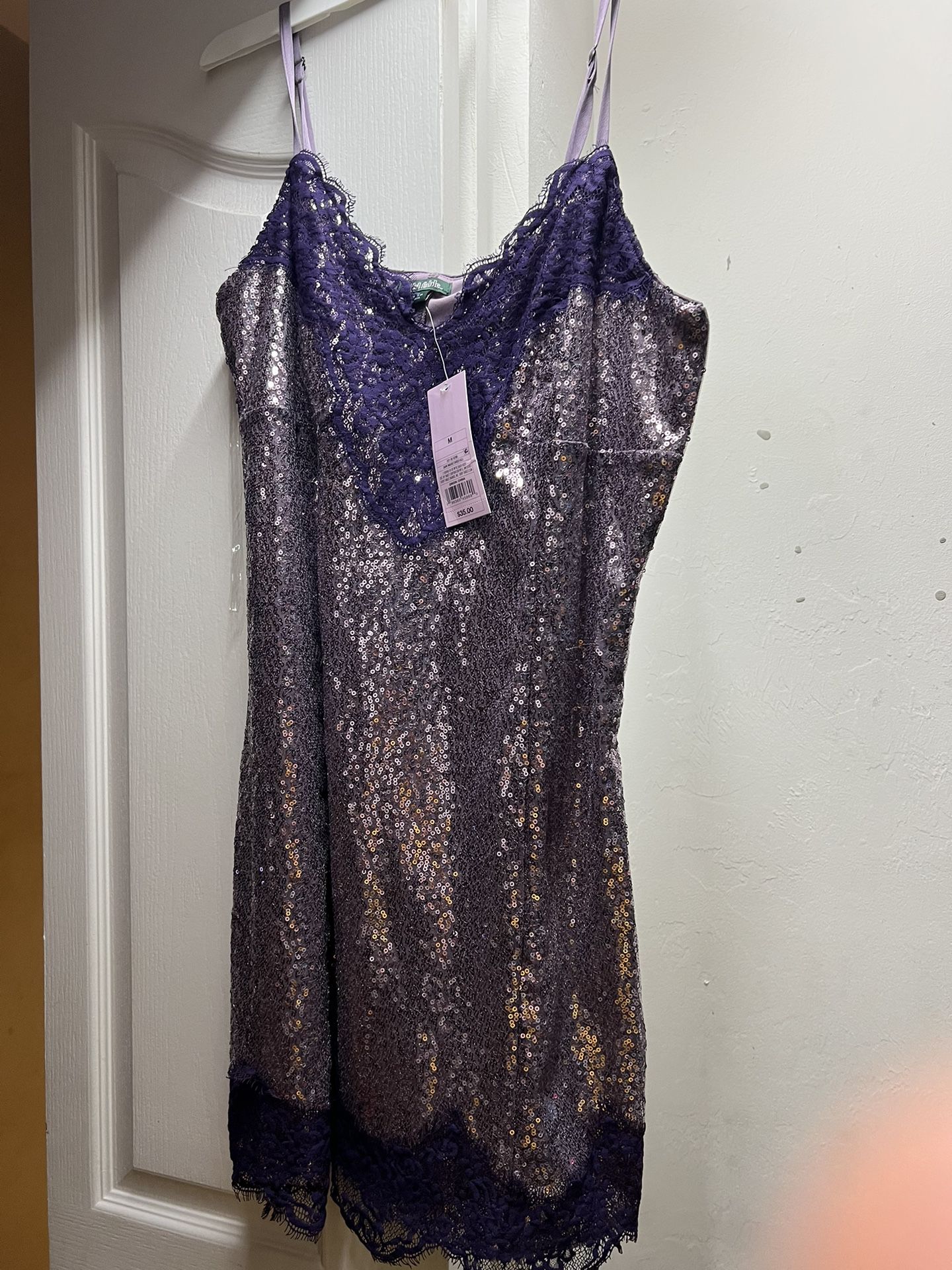 Purple Sparkling Dress Size Medium  Tags On 