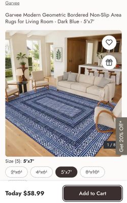 New 5x7 Dark Blue Area Rug