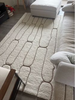 6x9 Area Rug - Nazco Abstract New Zealand Wool Rug in Cream