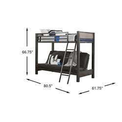 Twin over Full Gray bunk bed