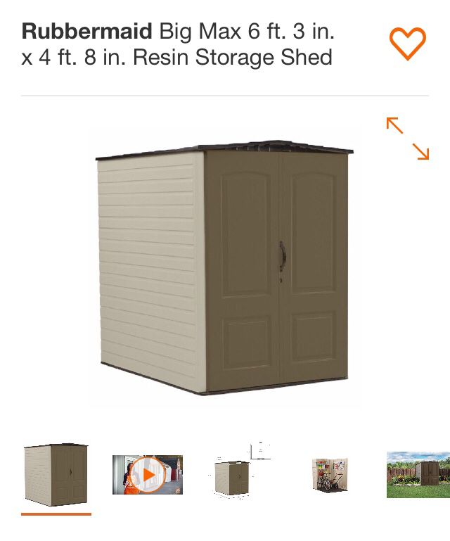Rubbermaid’ big max 6ft 3in x 4 ft 8in resin storage shed
