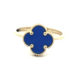 Woman’s Ladies 14k Yellow Gold Blue Clover Ring Size 6.5 GP3130218