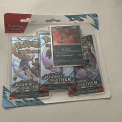 POKEMON TCG  SCARLET & VIOLET JOURNEY TOGETHER 3 PACK BOOSTER W/SCRAFTY  PROMO