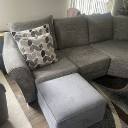 Couch With Pillows And Ottoman 