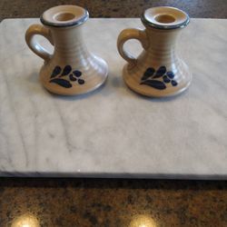 Pfaltzgraff--Folk Art Set Of Candle Holders