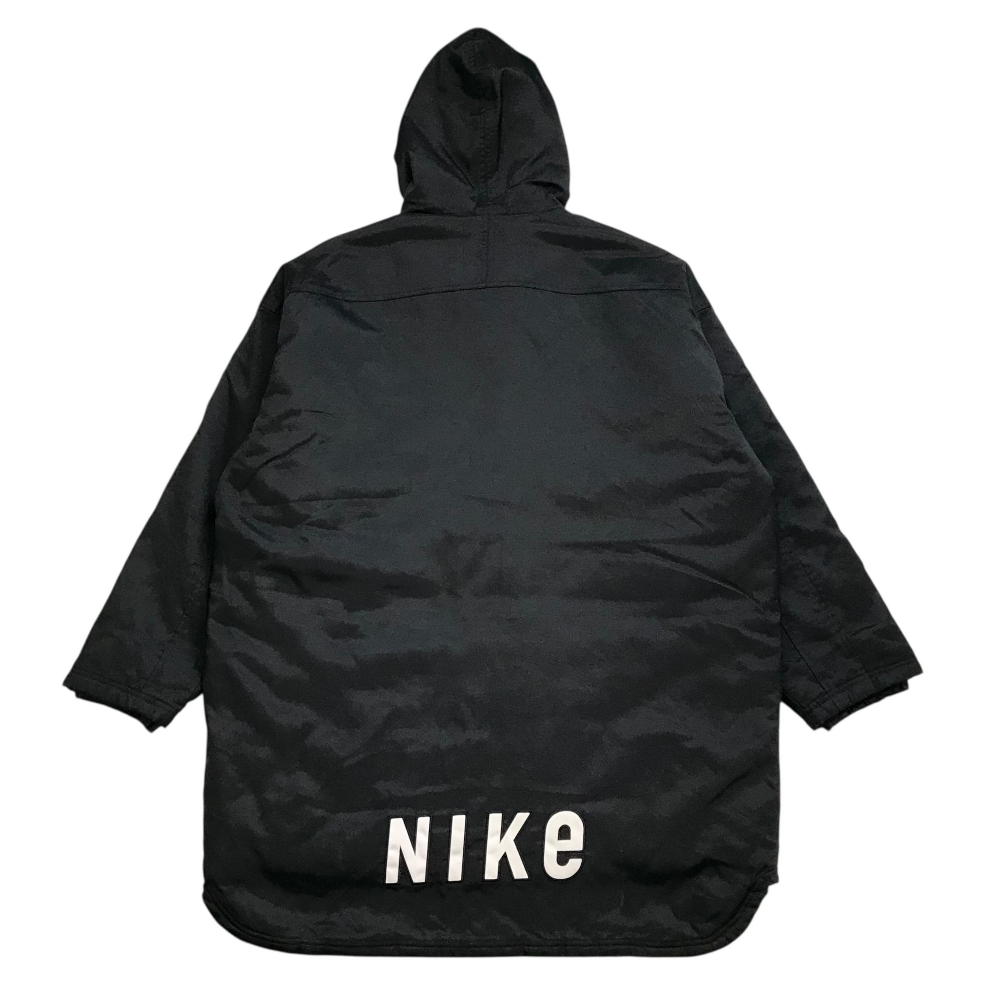 VINTAGE NIKE PARKA JACKET XL MENS BLACK HOODIE WINDBREAKER ANORAK PUFFER TRAVIS