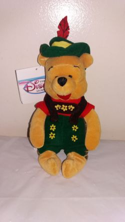 New Disney Octoberfest Pooh 8" W/ tag Beanie Baby