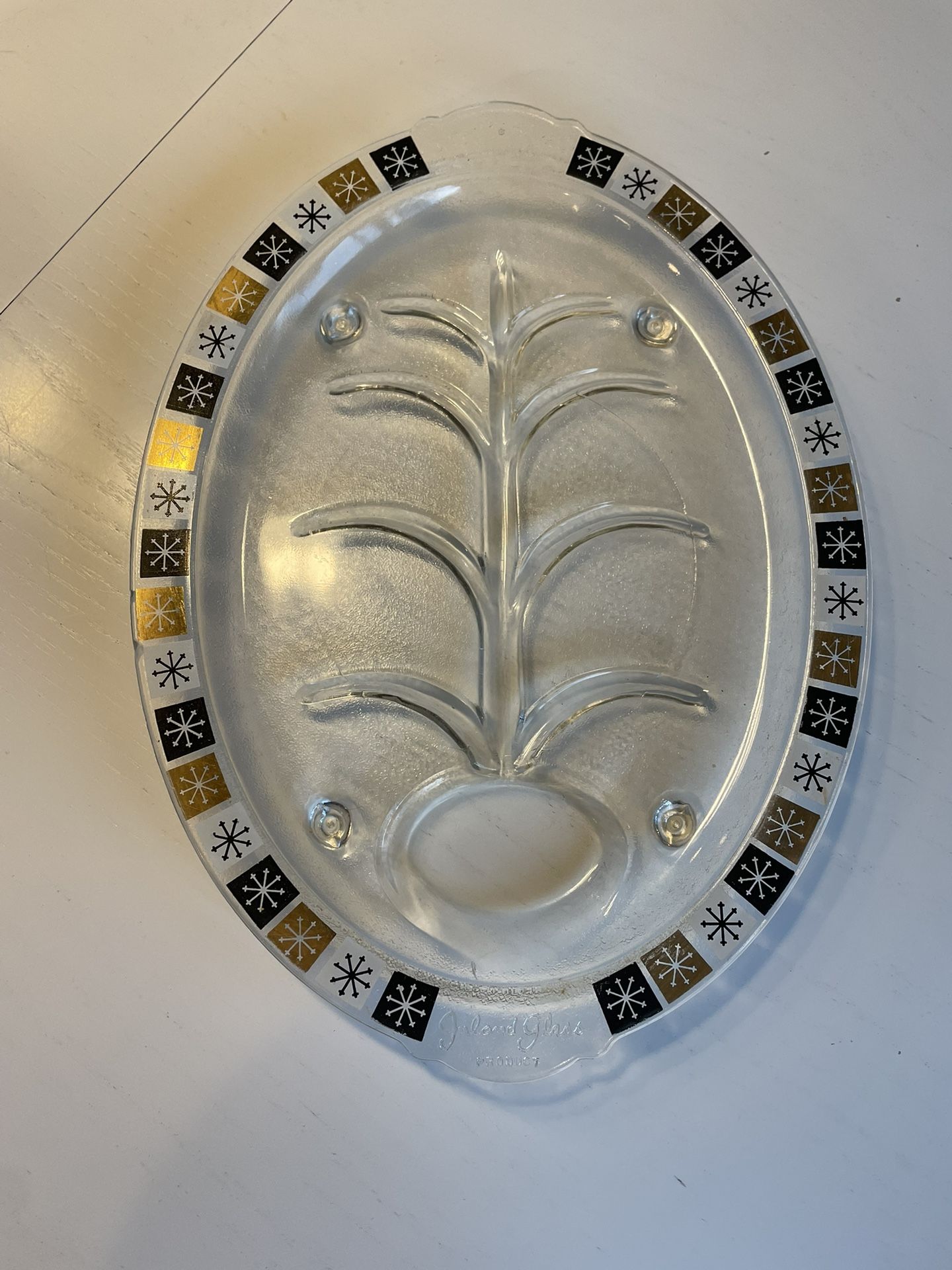 Vintage MCM Inland Glass Atomic Starburst Platter