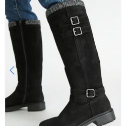 Black Faux Suede knee hi boots new in box