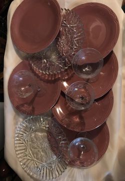 Plates 4- wine glasses