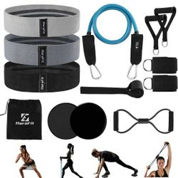 Fabric Resistance Bands Set - Booty Bands Glute Bands for Working Out with 15LB Exercise Bands Figure 8 Fitness Bands Door Anchor Handles Ankle Straps