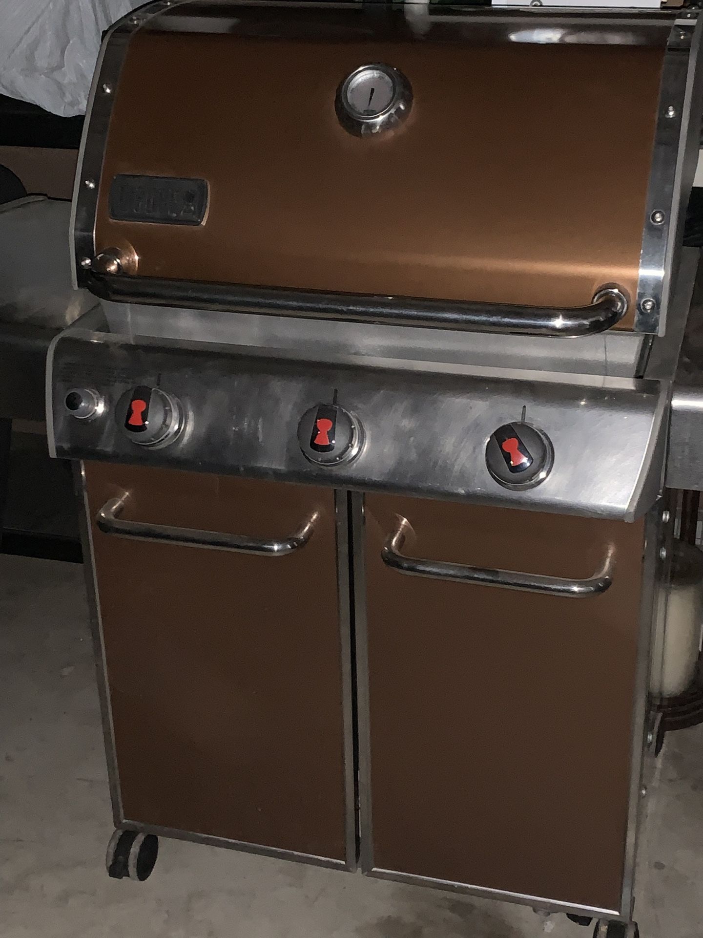 (Orange) Weber Genesis 3 Burners Large Heavy BBQ Propane Grill Stainless Steel