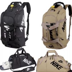 Nike Gym Travel Bag, Duffel Bag, Yoga Bag, Gym Training Bag Shoe Storage Backpack Khaki Black