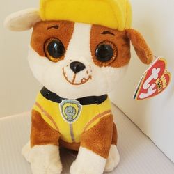 Ty Beanie Boos Paw Patrol Rubble 6" Plush Bean Bag Stuffed Animal Toy Rescue Pup

