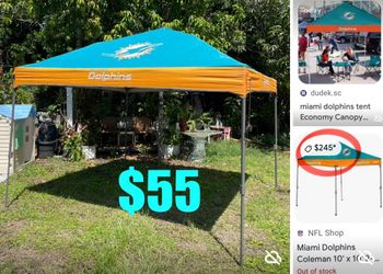 $55 NFL Miami Dolphins 🐬 Canopy Tent 10 ft by 10ft Coleman 100 square feet of shade tailgate