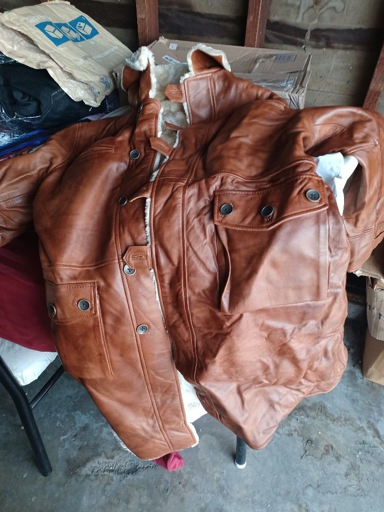 Mens Dark Knight Rises Real Leather Bane Coat With Faux Fur