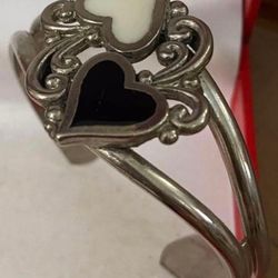 Pulsera Caña Stainless Adornos Corazón Nacar Joyería Antigua 