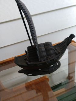 Old wrought-iron Asian sailboat ship. Lots of detail. (Check out my page. Take at least 25% off any item today only!)