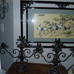 2 Ornate Gothic Style Iron Table Top Candle Abras 