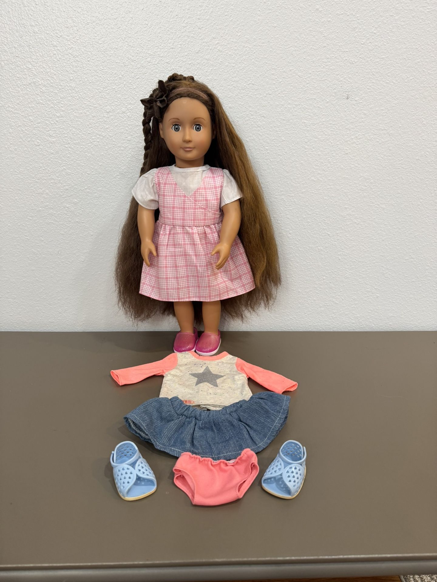 Long Brown Hair Our Generation Doll includes Extra Clothes