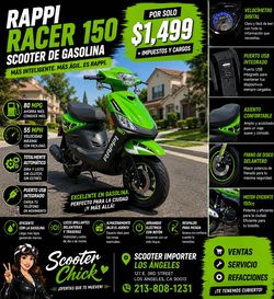 🛵 RAPPI RACER 150 – SCOOTER DE GASOLINA DESDE $1,499 + Impuestos y Cargos 🛵